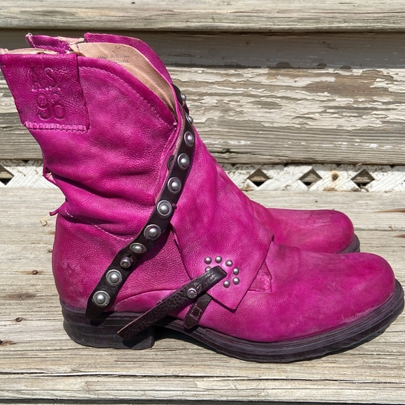 A.S.98 Sheffield Ankle Boot Fuchsia Pink Leather Women's Size 41 US 9.5 - 10 - Picture 3 of 14